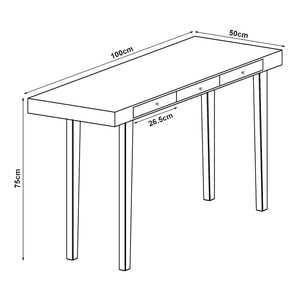Bureau Hässleholm avec 3 tiroirs bambou 100 x 50 x 75 cm naturel [en.casa]