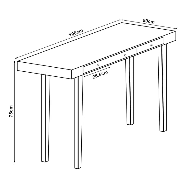 Bureau Hässleholm avec 3 tiroirs bambou 100 x 50 x 75 cm naturel [en.casa]