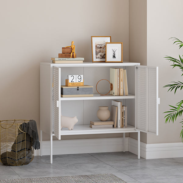 Sideboard Castelli 82,5 x 80 x 40 cm Weiß Stahl [en.casa]