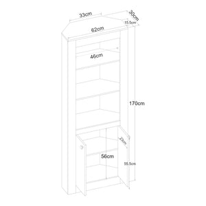 Armoire d'angle Eura avec 2 portes et 5 étagères panneau de particules 170 x 62 x 30 cm effet chêne [en.casa]