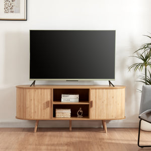 Credenza Nordkapp con Ante Scorrevoli 140 x 40 x 56 cm Naturale [en.casa] 