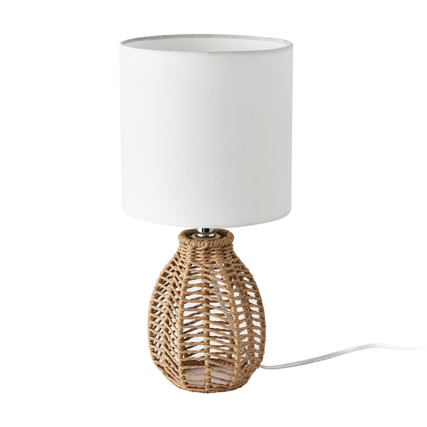 Lampada da Comodino Alfreton con Paralume Cilindrico in Tessuto Bianco lux.pro 
