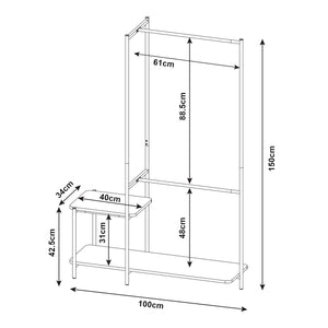 Stand Appendiabiti Bø 150 x 100 x 34 cm Nero [en.casa]