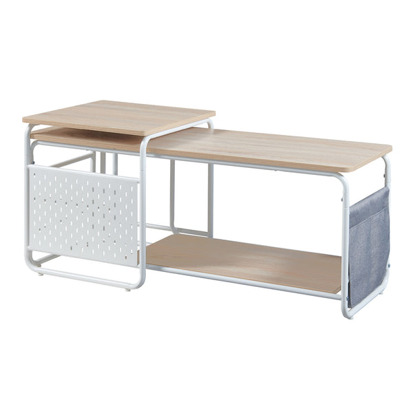 Ensemble de meuble TV et table d'appoint gigognes Dyrøy blanc effet chêne gris [en.casa]