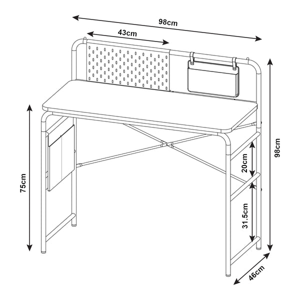 Bureau Dyrøy 98 x 98 x 46 cm blanc effet chêne gris [en.casa]