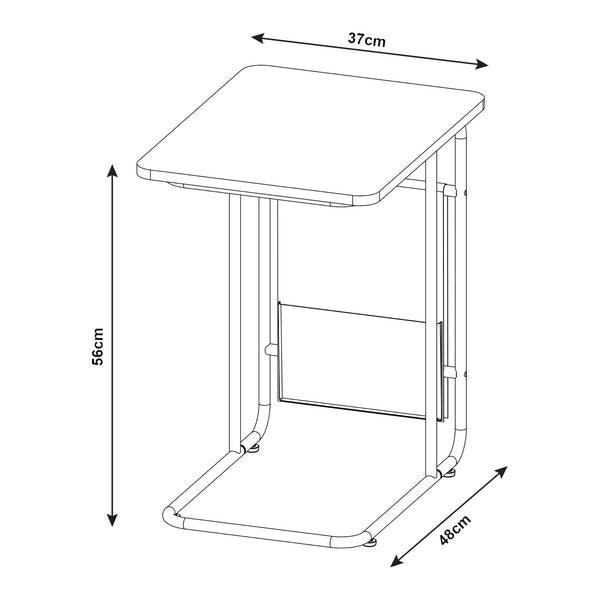 Table pour ordinateur portable Dyrøy 56 x 48 x 37 cm blanc effet chêne gris [en.casa]