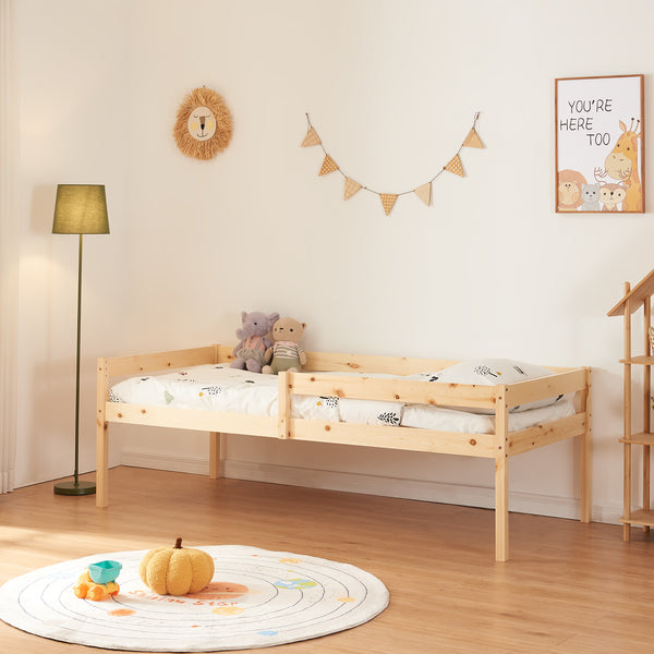 Lit gigogne pour enfant Sonkajärvi avec 2 tiroirs bois de pin 90 x 200 cm naturel [en.casa]