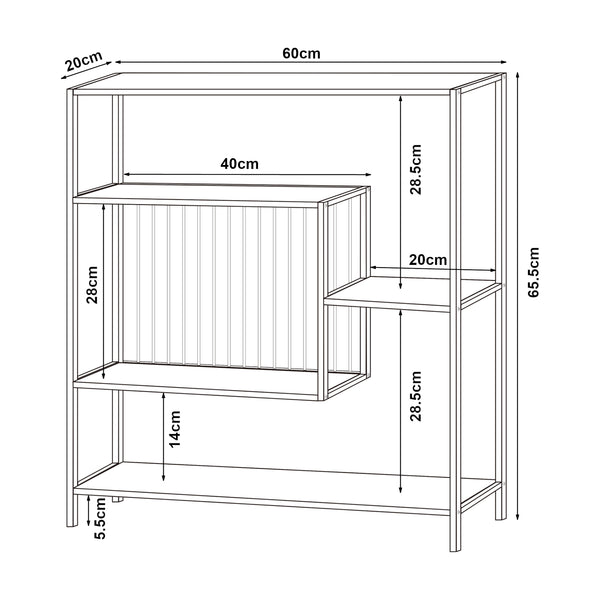 Tavolo a Consolle Beesel 65,5 x 60 x 20 cm Metallo Nero [en.casa]