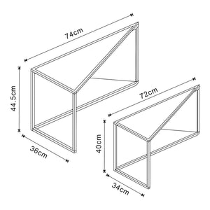 Set de 2 tables basses gigognes Kungsör de tailles différentes métal noir [en.casa]