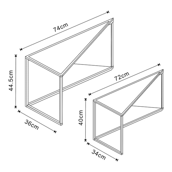 Set de 2 tables basses gigognes Kungsör de tailles différentes métal noir [en.casa]