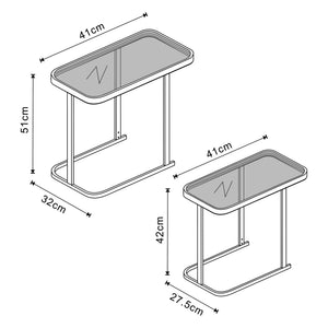 Set de 2 tables basses gigognes Laxå de tailles différentes verre trempé de 4 mm métal noir [en.casa]