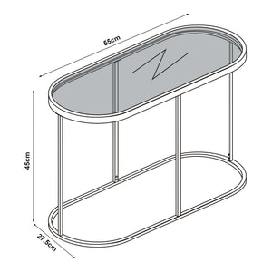 Table basse Luleå avec plateau ovale métal verre trempé 55 x 28 x 45 cm noir [en.casa]