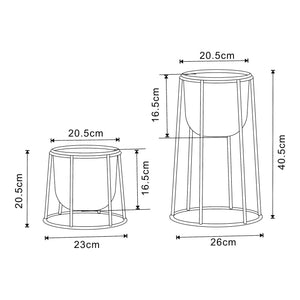 Set de 2 porte-plantes Nesseby de tailles variées avec cache-pots métal noir [en.casa]