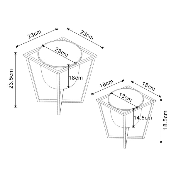 Set de 2 porte-plantes de tailles variées Nordmaling métal noir [en.casa]