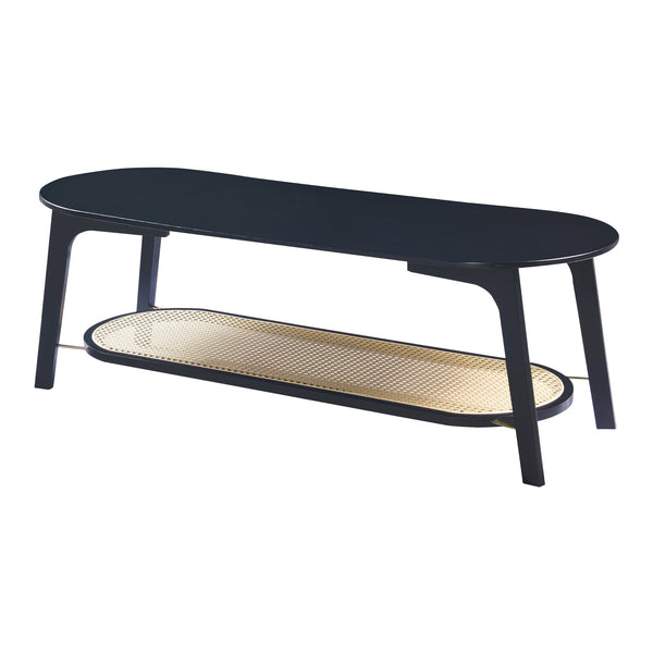 Table basse de salon Taivalkoski bambou 120 x 43 x 40 cm noir effet rotin [en.casa]
