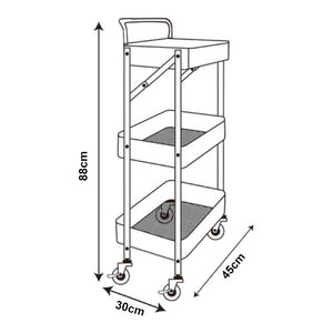 Carrello di Servizio Vörå con 3 Contenitori Telaio Pieghevole - Nero [en.casa]