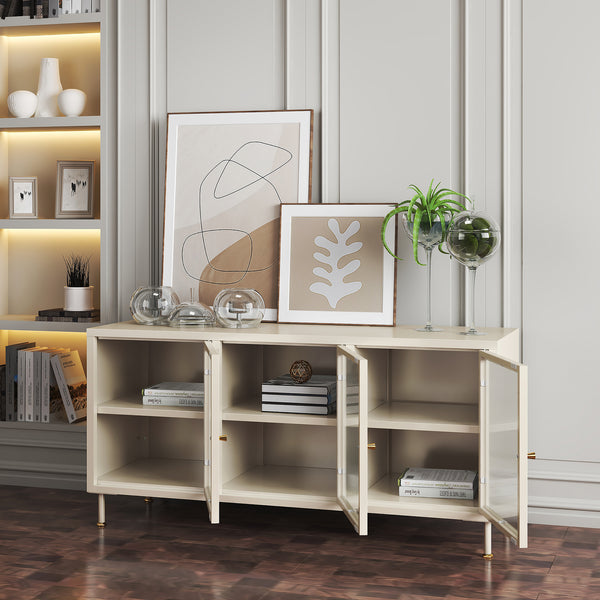Meuble TV Lindau 120 x 40 x 59 cm blanc crème [en.casa]