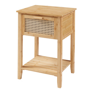 Table de chevet Leirfjord bambou 60 x 40 x 35 cm naturel aspect rotin [en.casa]