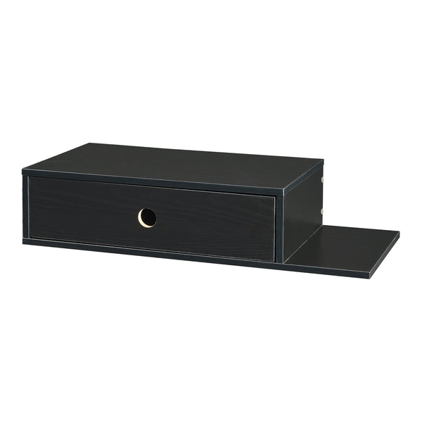 Mensola da Parete Stor con Cassetto Integrato e Ripiano Laterale - Nero [en.casa]