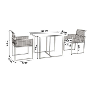 Ensemble de meubles de jardin 3 pièces Accadia noir marron gris casa.pro