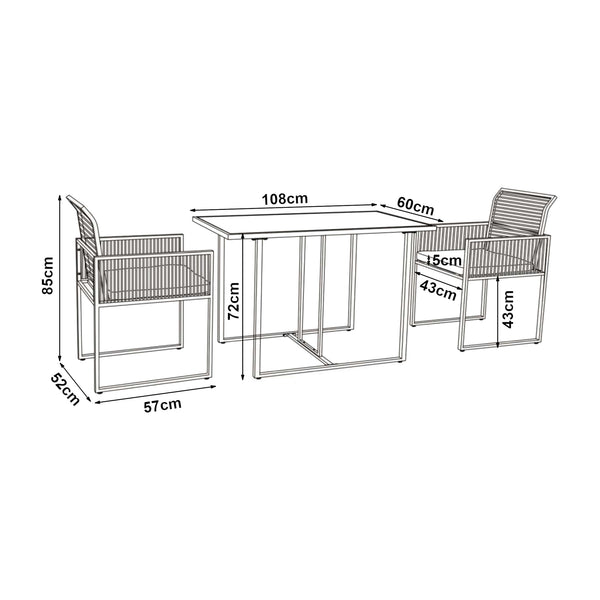 Ensemble de meubles de jardin 3 pièces Accadia noir marron gris casa.pro