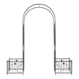 Arche à rosiers avec jardinières Barisciano acier 220 x 202 x 50 cm noir casa.pro