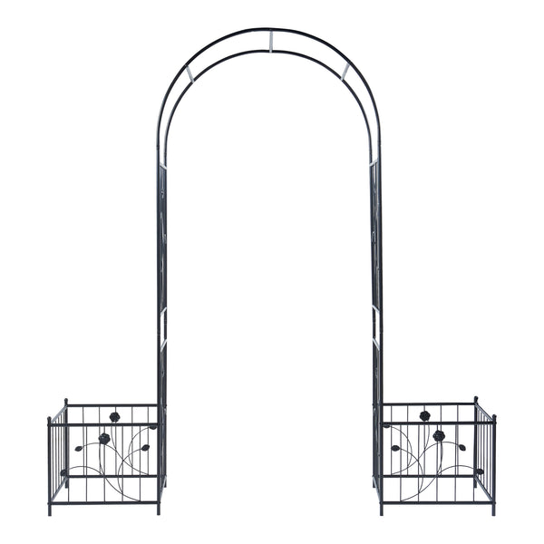 Arche à rosiers avec jardinières Barisciano acier 220 x 202 x 50 cm noir casa.pro