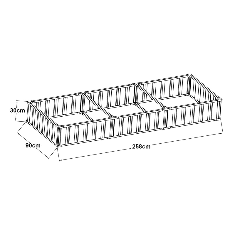 Schizzo in scala Aiuola Rialzata Albrandswaard 258 x 90 x 30 cm Antracite [en.casa] 
