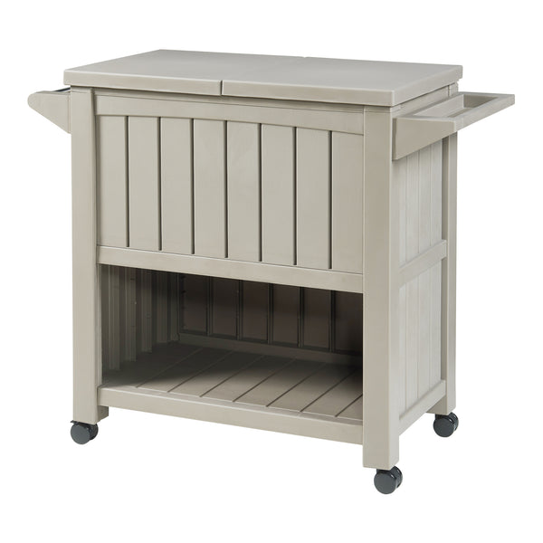 Chariot de service avec glacière Arsita 102 x 47 x 87 cm beige aspect bois casa.pro