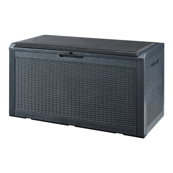 Coffre de jardin Atella 122 x 55 x 65 cm noir effet rotin casa.pro