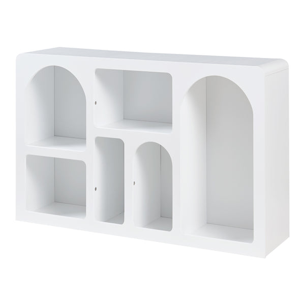 Consolle Rettangolare Vågå con 6 Scomparti Geometrici 110x30x70 cm Bianco [en.casa]