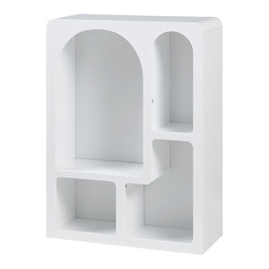 Scaffale Basso Vågå con 4 Scomparti Geometrici 80x60x24 cm Bianco [en.casa] 