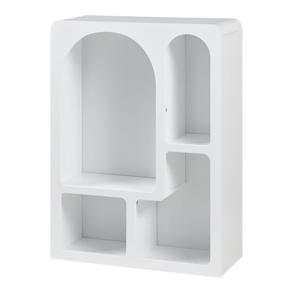 Scaffale Basso Vågå con 4 Scomparti Geometrici 80x60x24 cm Bianco [en.casa] 
