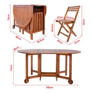 Set da Pranzo per Esterno Acerenza in Legno di Acacia Certificato FSC® [en.casa] 