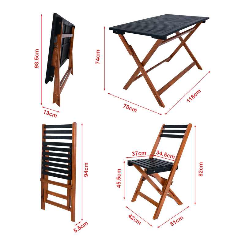 Schizzo in scala Set da Pranzo per Esterno Altamura in Legno di Acacia Certificato FSC® [en.casa] 