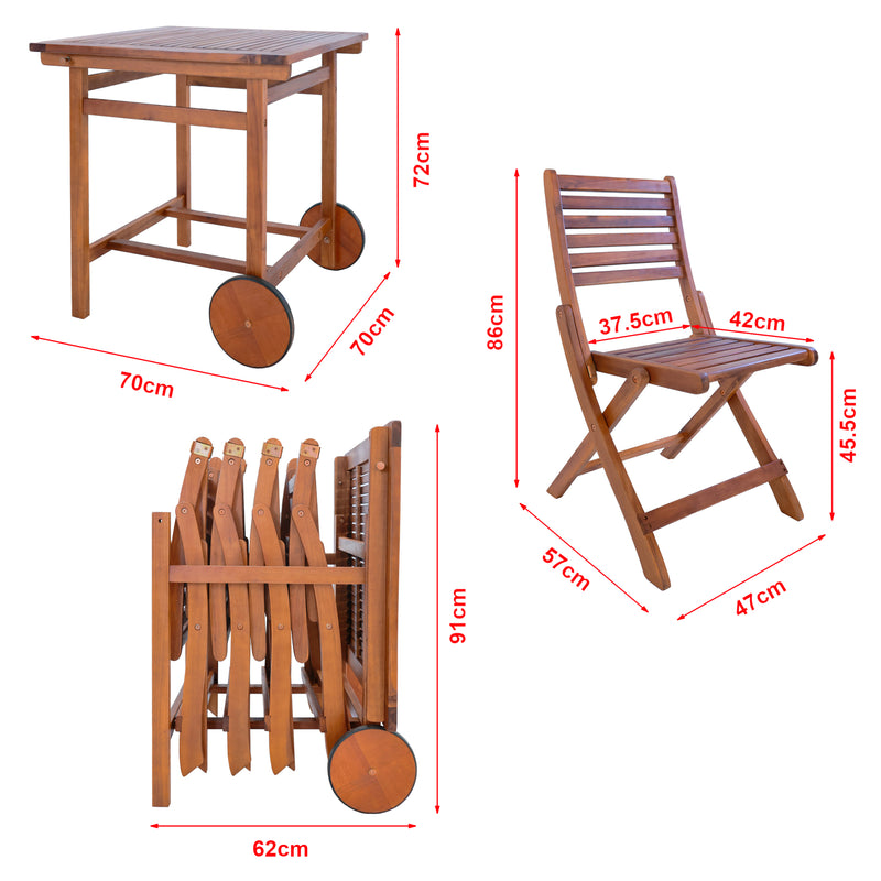 Croquis coté Salon de jardin 5 pièces Ancarano bois d'acacia naturel Certifié FSC® [en.casa]