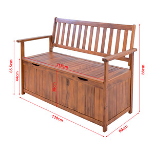 Banc de jardin Avezzano bois d'acacia 130 x 60 x 88 cm naturel Certifié FSC® [en.casa]