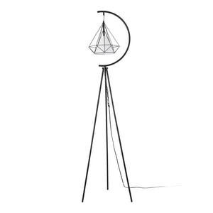 Lampada da Terra Austell Paralume Pendente in Gabbia a Diamante Tripode Nero lux.pro