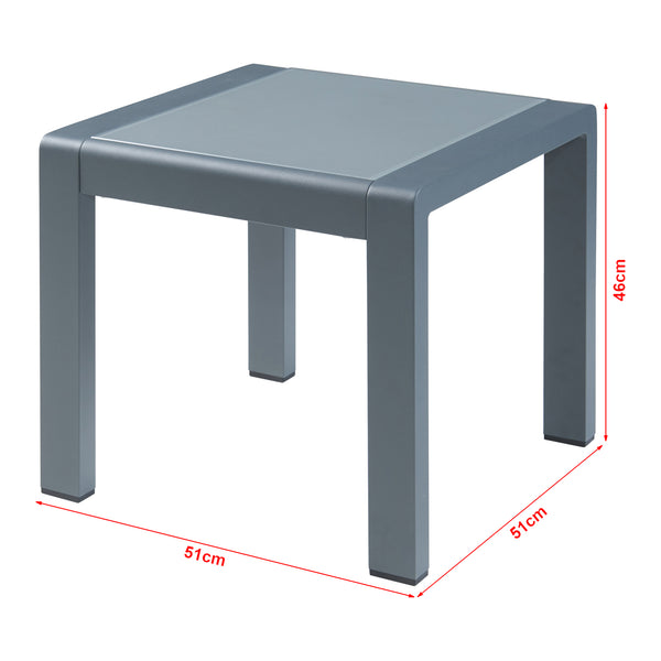 Outdoor-Beistelltisch Avise Aluminium Glas Anthrazit [casa.pro]