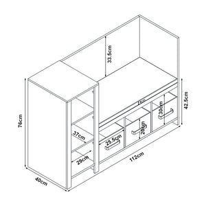 Scaffale per Cameretta Høylandet con Panca Scomparti e Scatole 76 x 112 x 40 cm [en.casa]