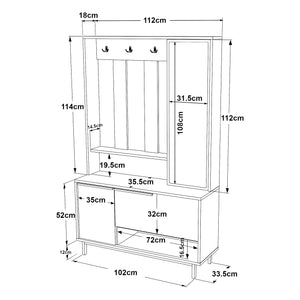 Kompaktgarderobe Kvænangen 78x112x36 cm Eiche/Rattanoptik [en.casa]