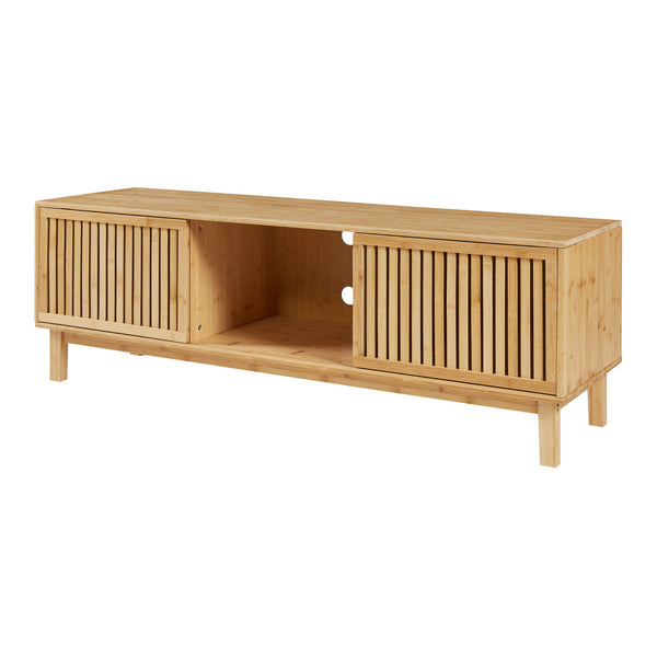 Mobile TV Ypäjä con Ante Scorrevoli 150x42x50 cm Bambù Naturale [en.casa] 