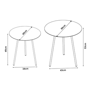 Lot de 2 tables d'appoint Sula de tailles différentes noir [en.casa]