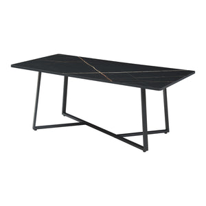 Tavolino Centrale da Salotto Riskiften 120 x 60 x 48 cm - Effetto Marmo / Nero [en.casa]