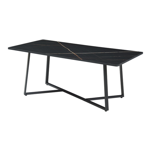 Tavolino Centrale da Salotto Riskiften 120 x 60 x 48 cm - Effetto Marmo / Nero [en.casa]