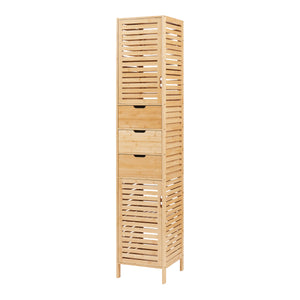 Meuble colonne de salle de bain Boksereys bambou 180 x 35 x 35 cm [en.casa]
