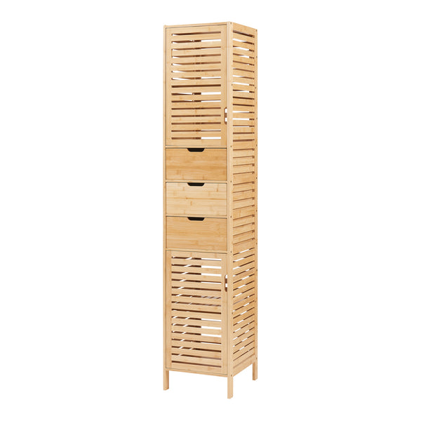 Meuble colonne de salle de bain Boksereys bambou 180 x 35 x 35 cm [en.casa]