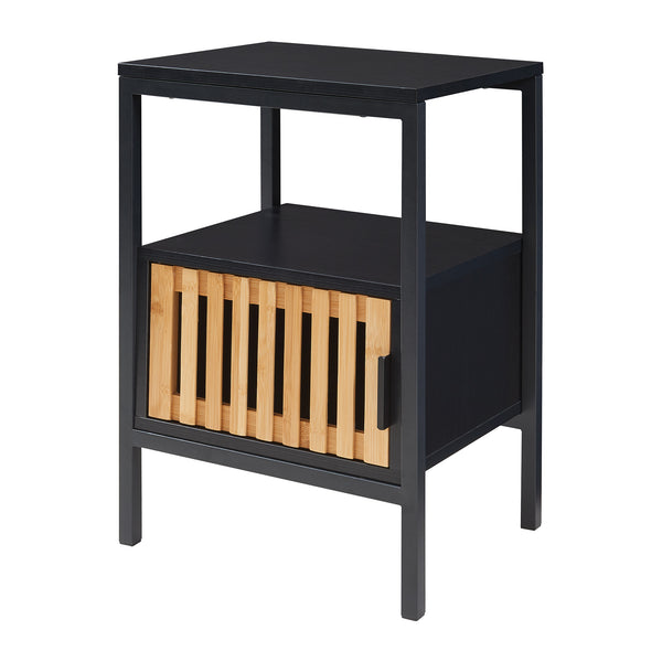 Table de chevet Luniehti 58 x 40 x 33 cm noir naturel [en.casa]