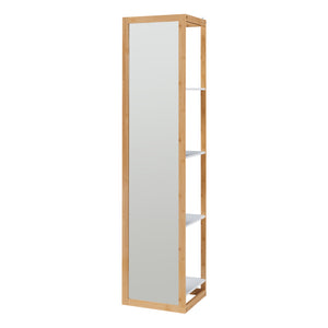 Scaffale da Terra AS con Specchio Frontale a Figura Intera 170x40x35 cm Naturale/Bianco [en.casa]