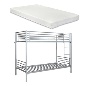 Metall-Etagenbett Soppsar mit 2 Matratzen 200x90 cm Silber [en.casa]